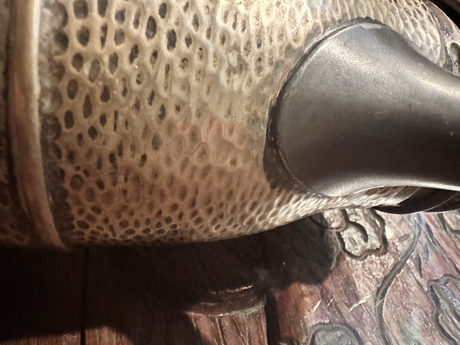 Art Deco Nickel Silver And Silver Plate Cocktail Shaker With Cork -Hand Hammered