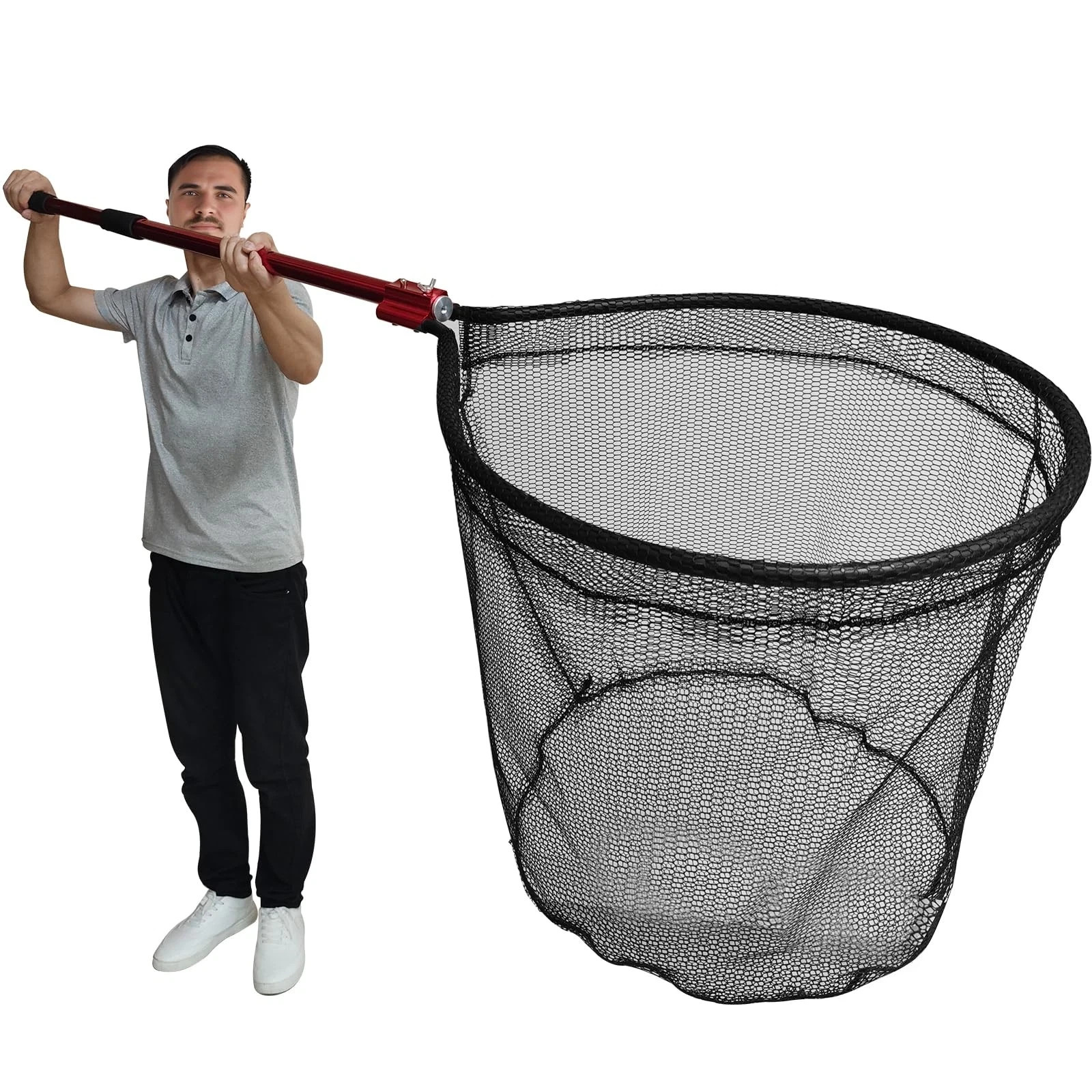 Fish Landing Net with Extendable Aluminum Telescoping Handle, Large Fishing N...