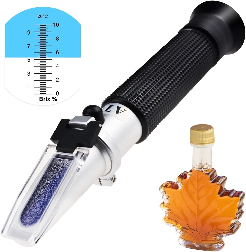 Portable 0-10% Brix Refractometer for Precise Sugar Content Testing & LED Light