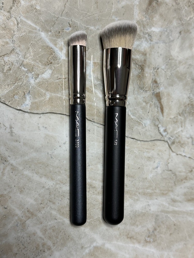 MAC 170 270S Foundation Concealer Brush Set Synthetic Rounded Slant Blending