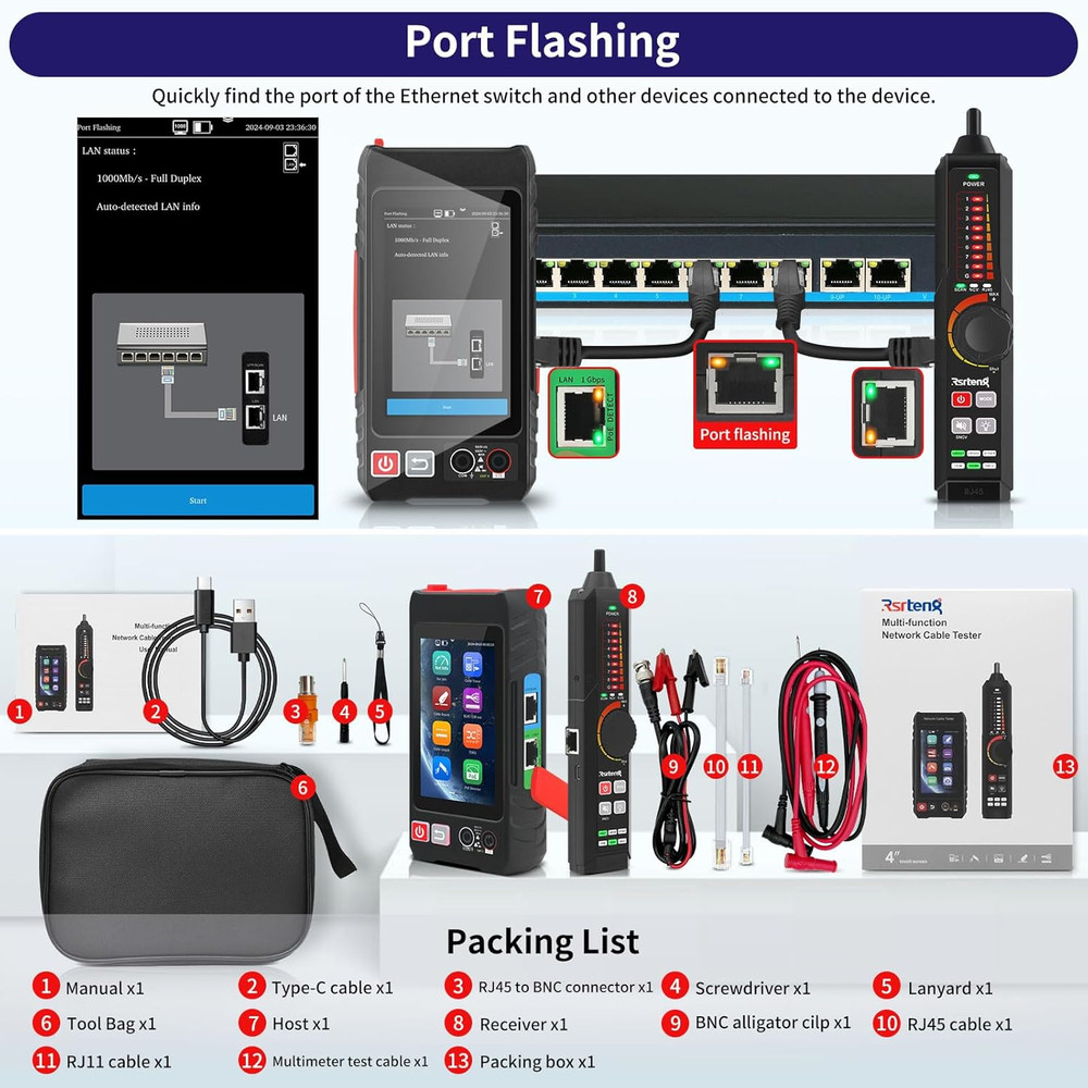 All Features Multifunction Network Caber Tester,Utp Continuity,Cable Tracer,4" I