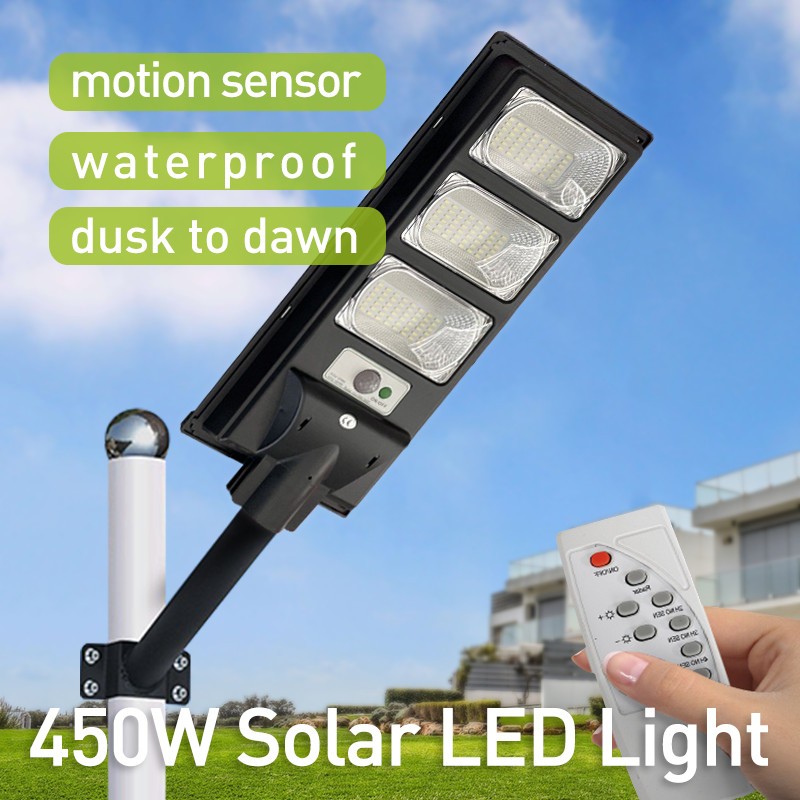 Solar Motion Sensor Street Lamp 450W Outside Security Energy Saving Timer IP65