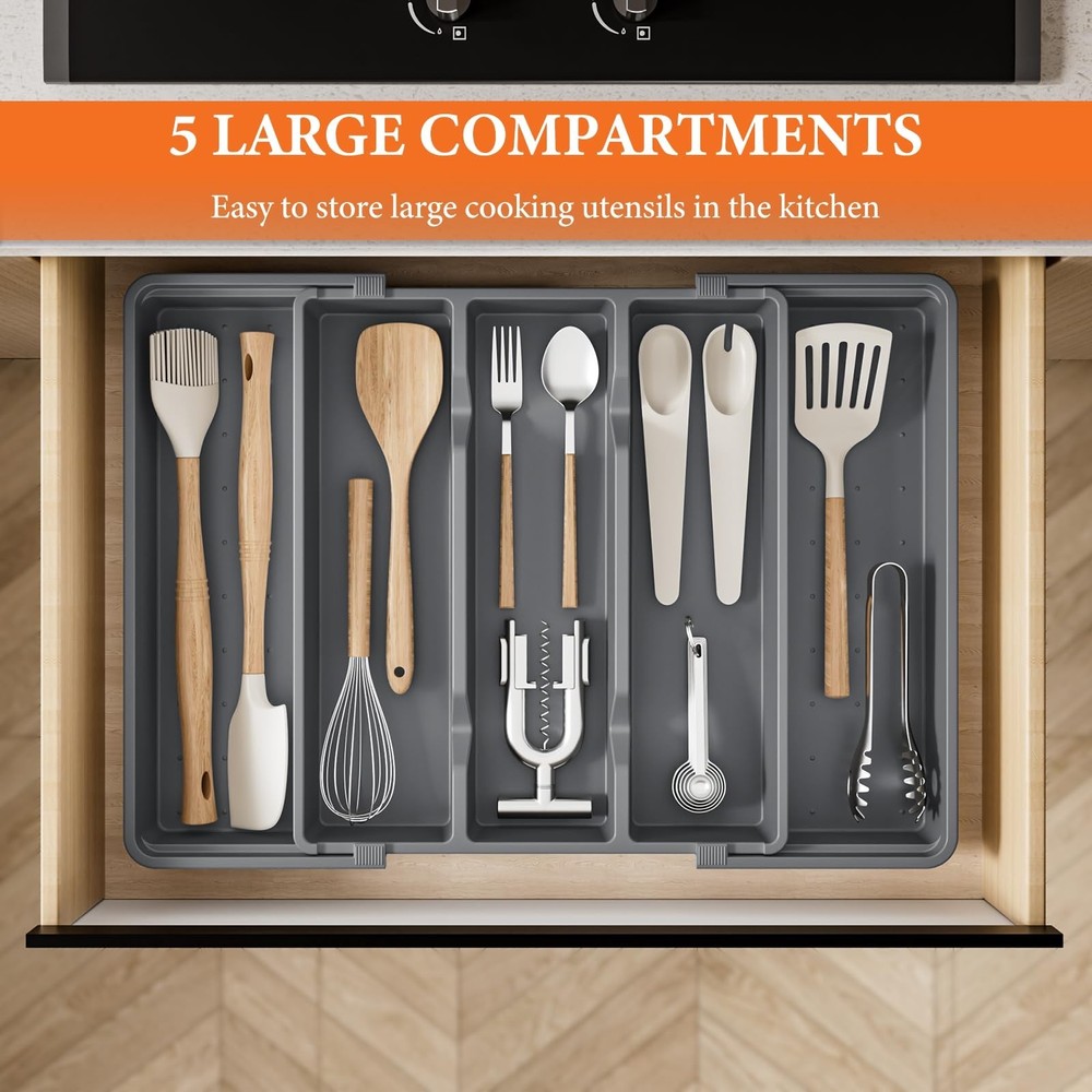 StackHelper Silverware Organizer, Expandable Utensil Drawer Organizer for Kit...