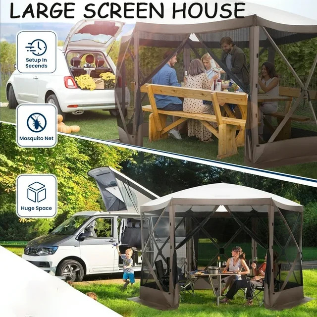 COBIZI C000044 12'x12' Pop-up Gazebo Outdoor Camping Tent with 6 Sides Mosquito