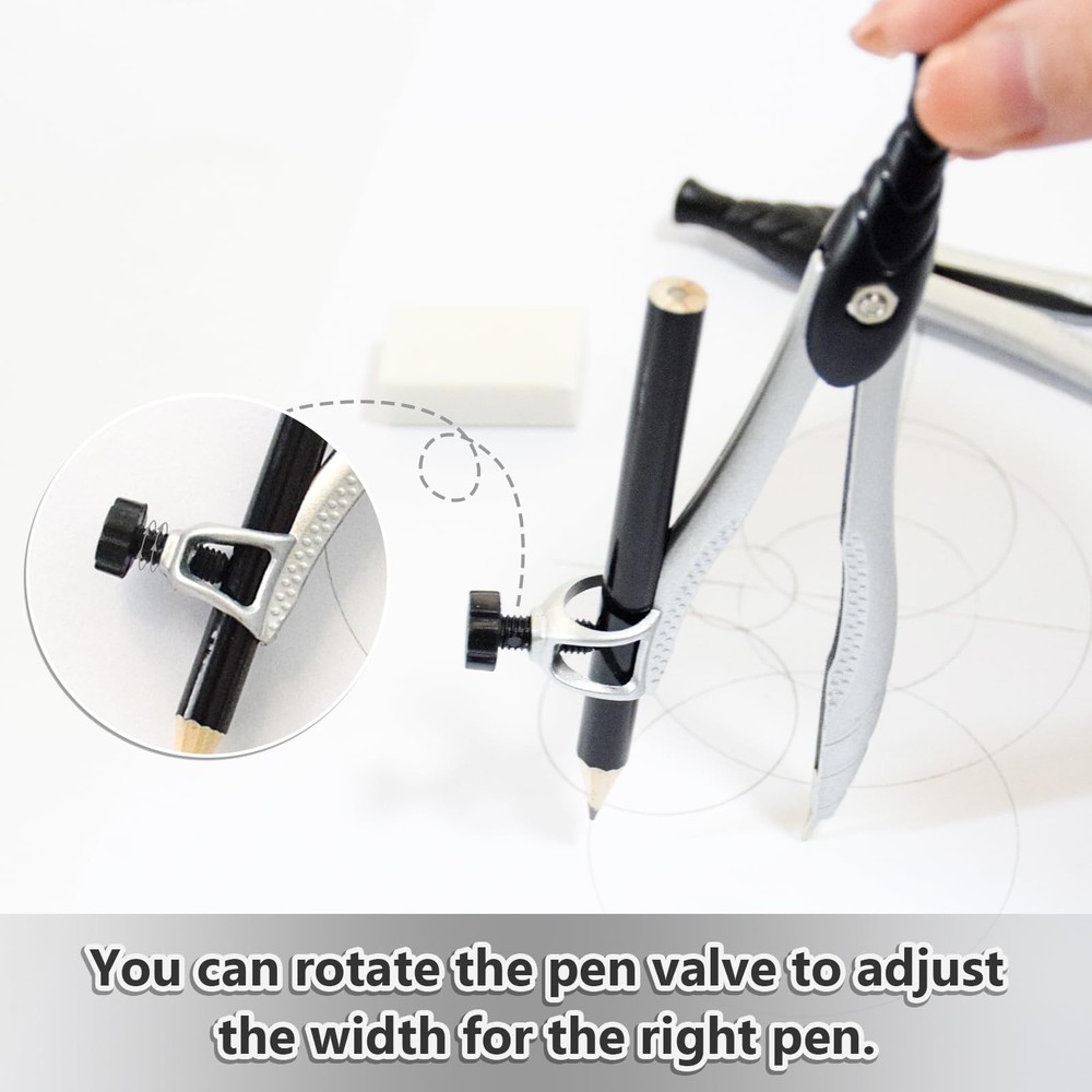 SAYEEC Geometry Set, 10 Pcs Math Protractor Compasses Kit with 10 (Black)