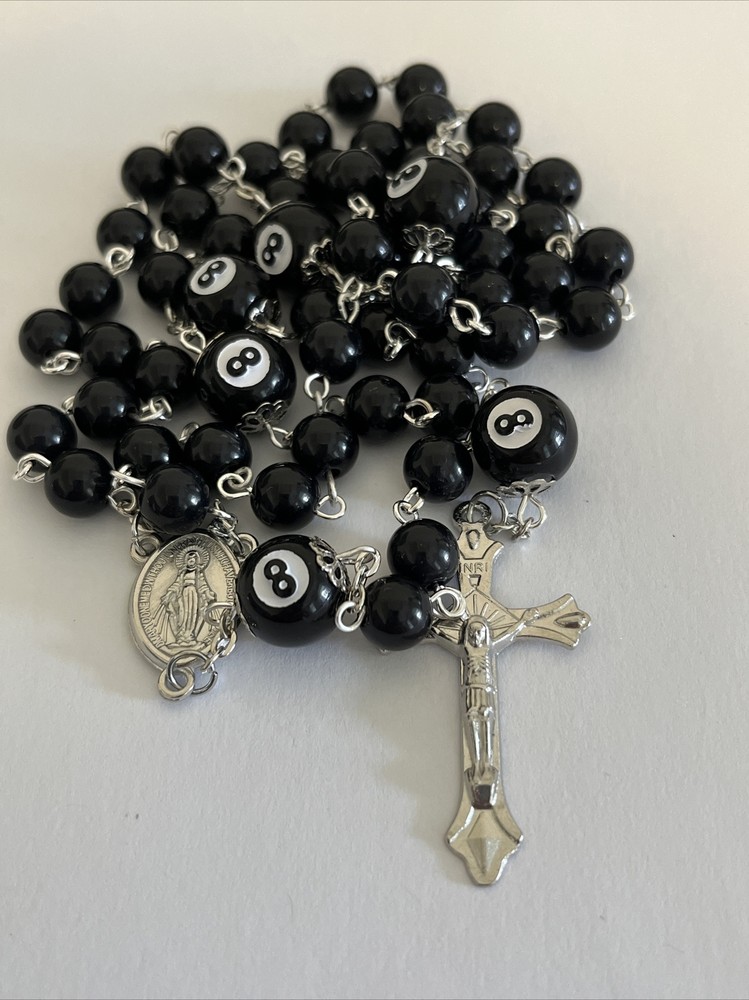 Sports Catholic Rosary Beads - Pool 8 Ball