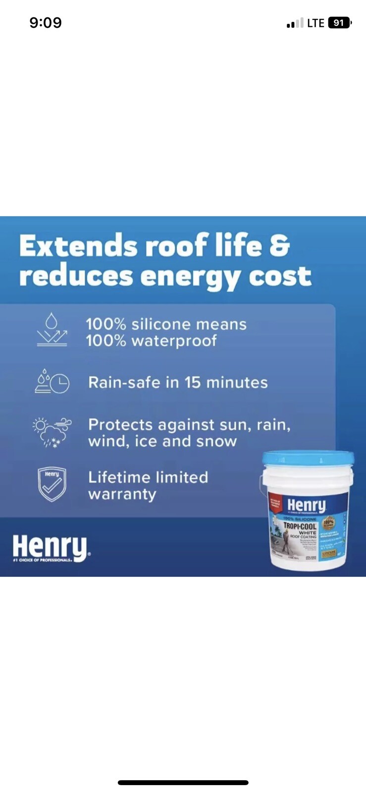 HENRY White Roof Coating 4.75Gal Tropi-Cool 100% Silicone Superior UV Resistance