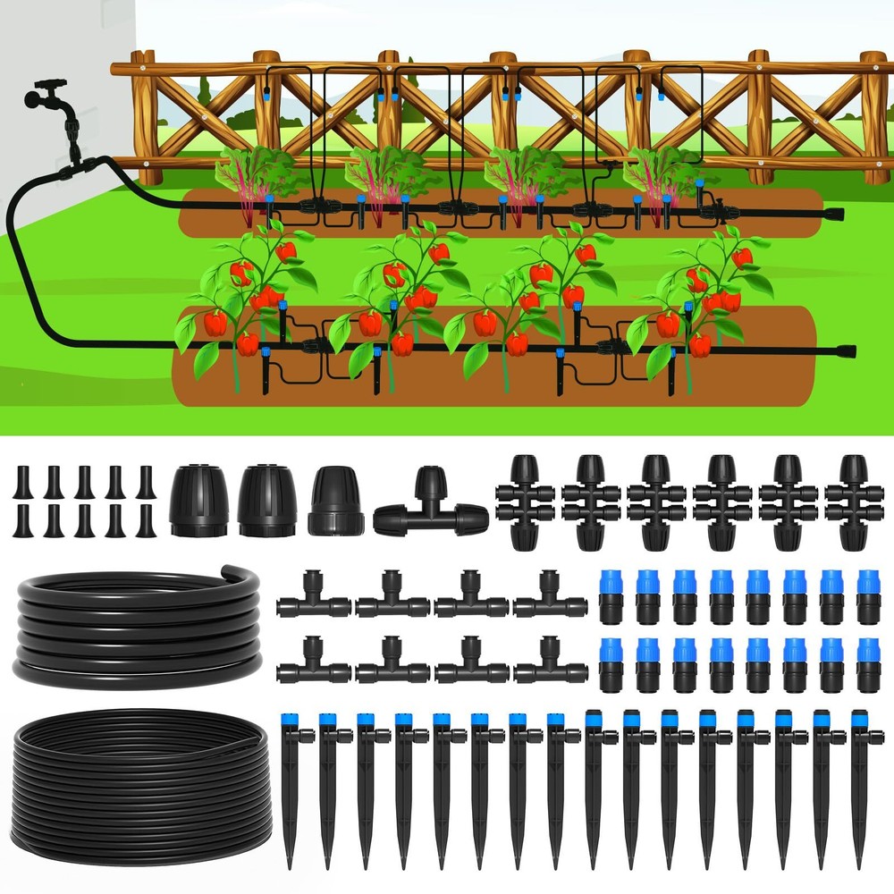 230FT Quick-Connect Drip Irrigation System Kit, Automatic Garden Watering System