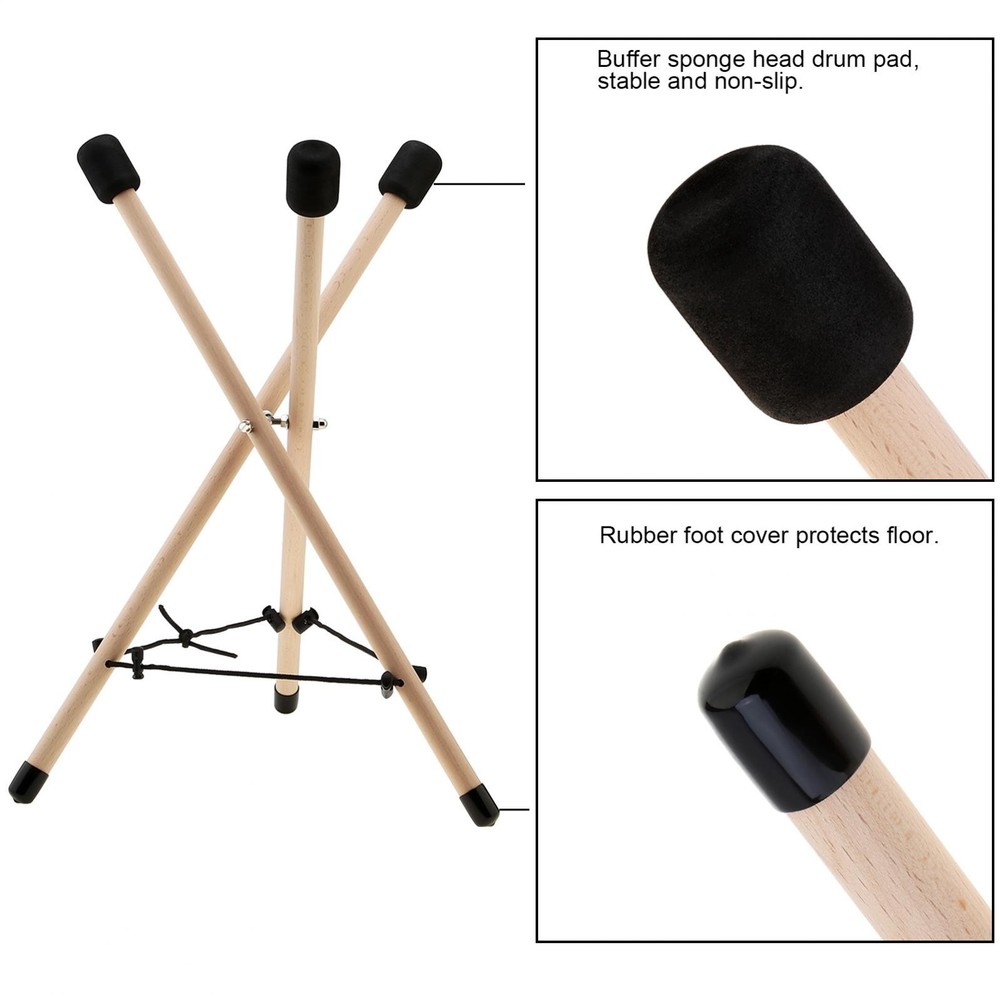 Handpan Stand, Tongue Drum Bracket Solid Wood Adjustable Tripod Structure Holder