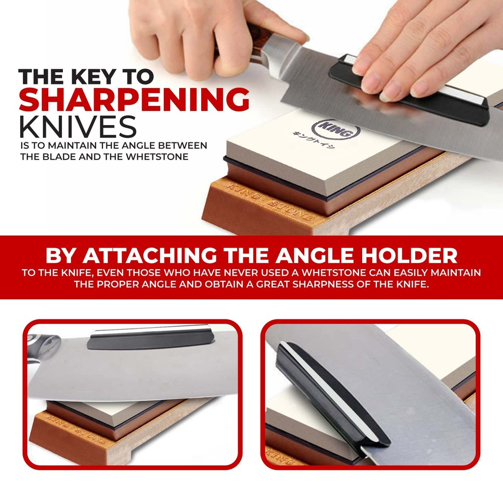 KING Whetstone Starter Set Include 1000/6000 Grit set, Brown