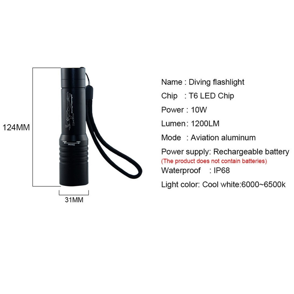 Scube Diving Flashlight 1200LM Waterproof Torch for Underwater Exploration