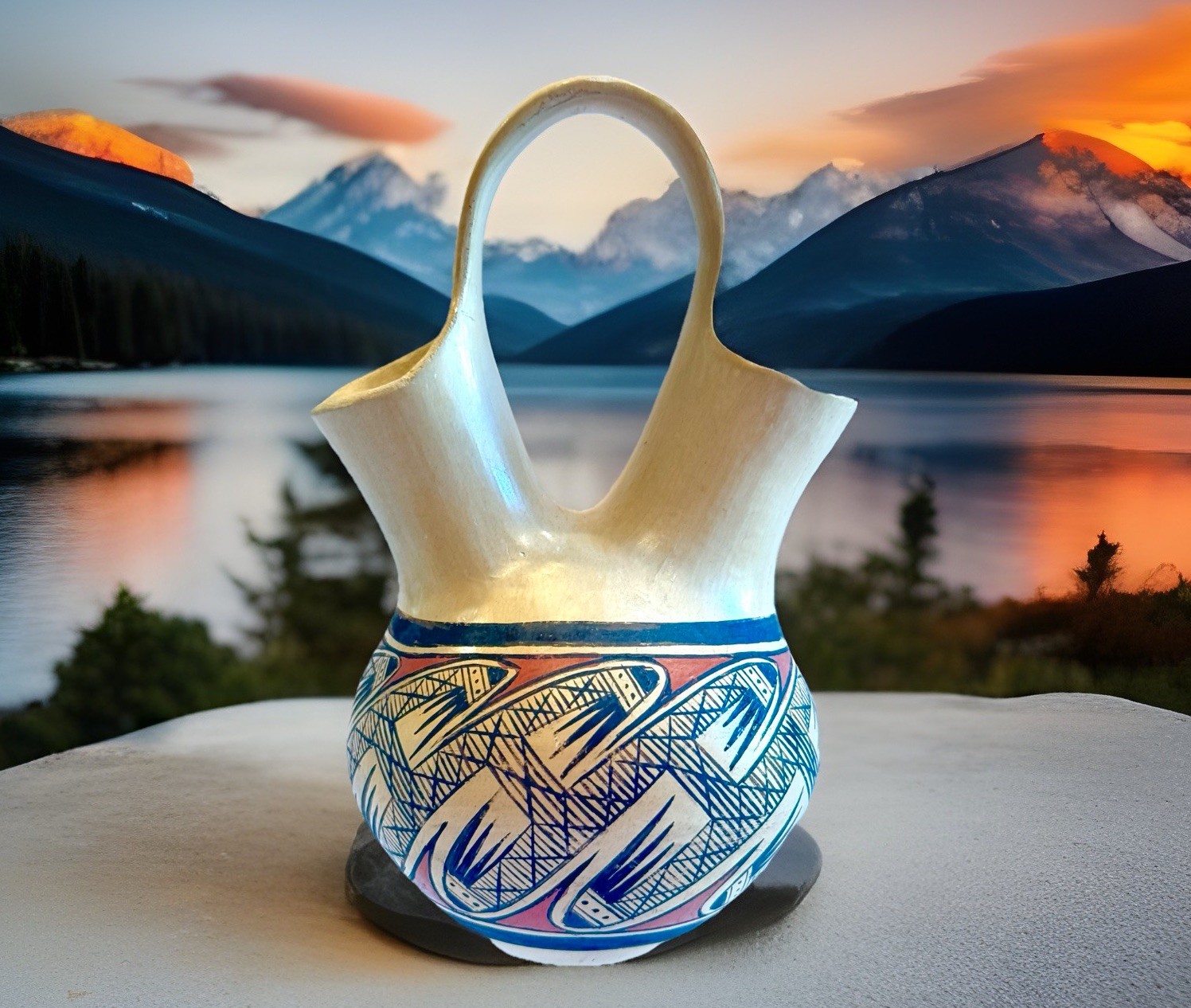 SUPERB Elton Nampeyo HOPI Polychrome Wedding Vase Migration Native Sikyatki VTG