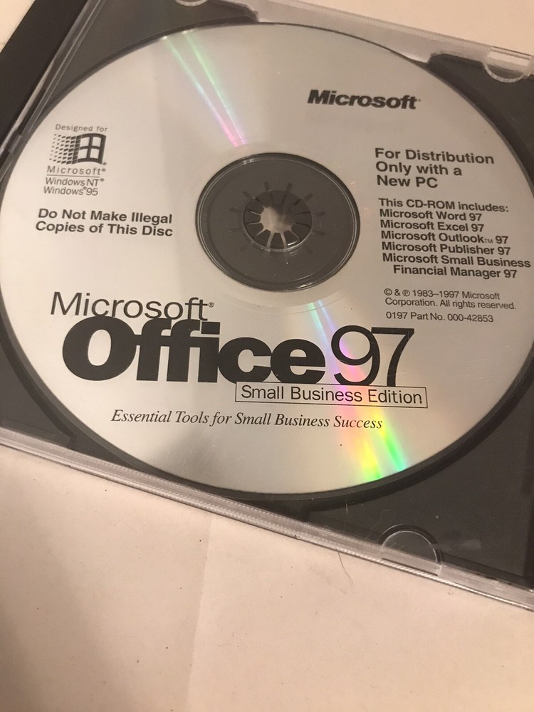 Microsoft Office 97 Small Business Edition Disc Only No Code