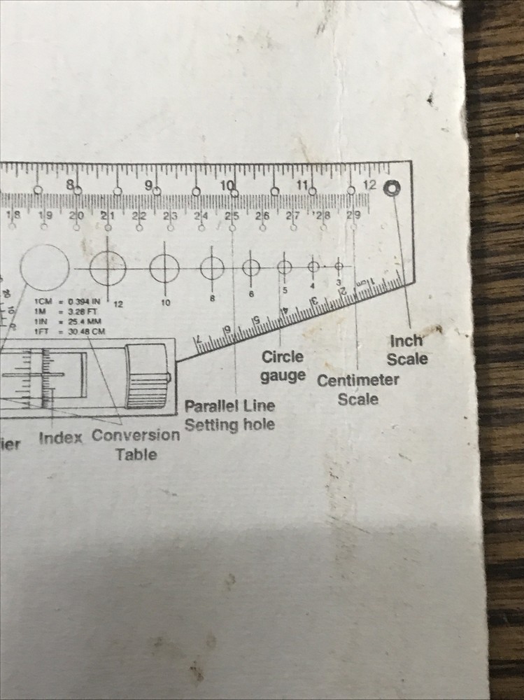 Vintage Parallel Rolling Ruler Universal Angle Rule Balancing Scale Drawing 12”