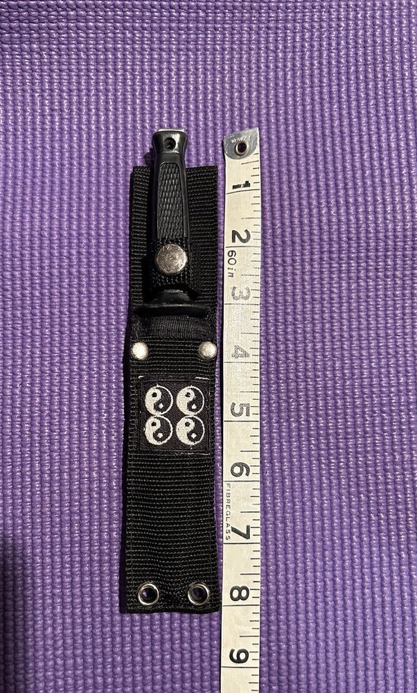 Stainless Steel Fixed blade Knife Dagger Serrated Rubber Handle Sheath YIN YANG