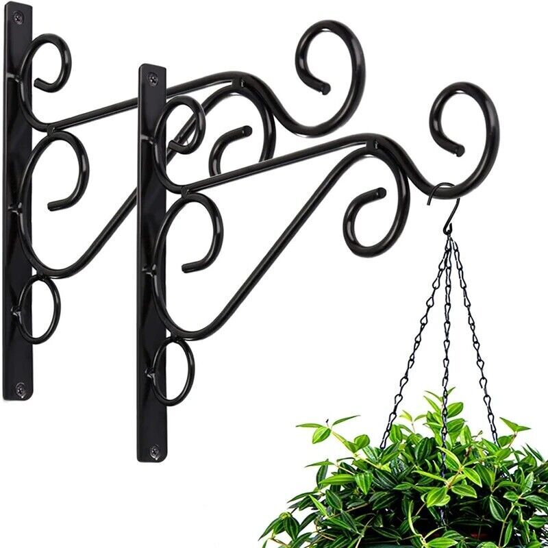 2Pack Black Hanging Brackets Wall Hooks for Bird Feeder Lanterns Wind Chimes