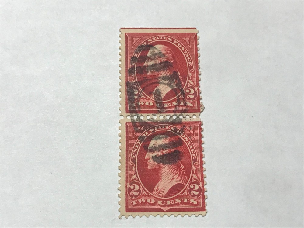 2 Washington Red Two Cent US Stamps  - Cancelled / Hinged