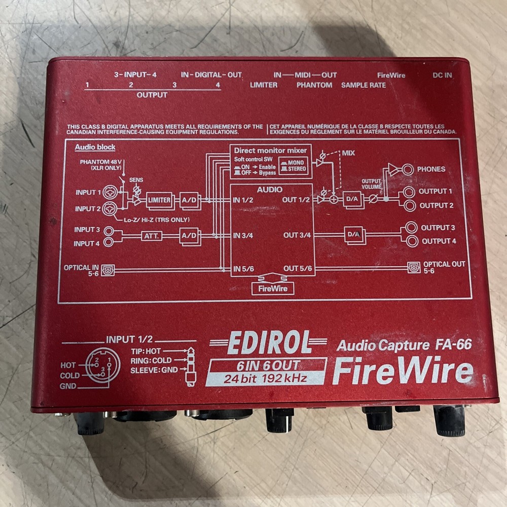 ROLAND EDIROL FA-66 FIREWIRE AUDIO CAPTURE DIGITAL RECORDING INTERFACE