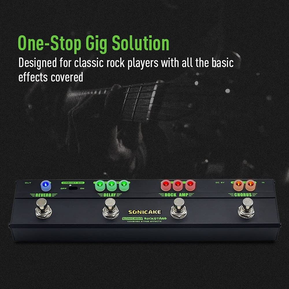 SONICAKE Guitar Multi Effect Pedal Chorus Delay Reverb Distortion Classic Roc...