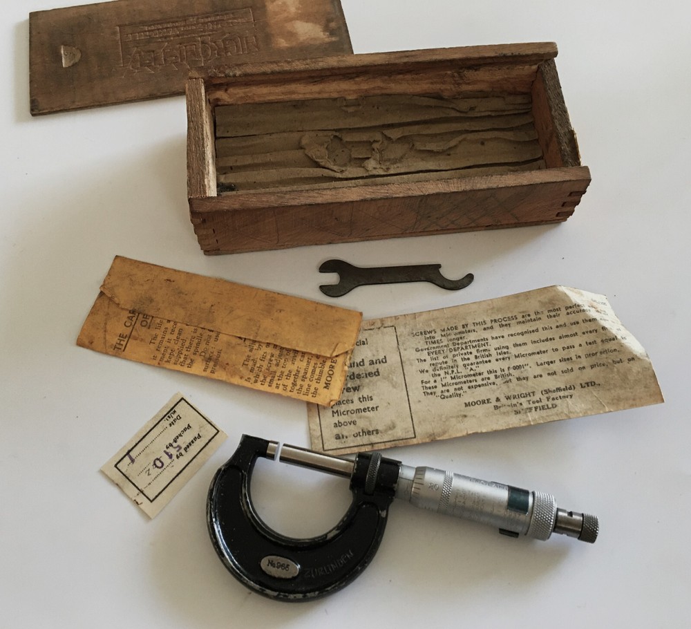 Vintage Boxed, ‘Moore & Wright’ Micrometer No. 965