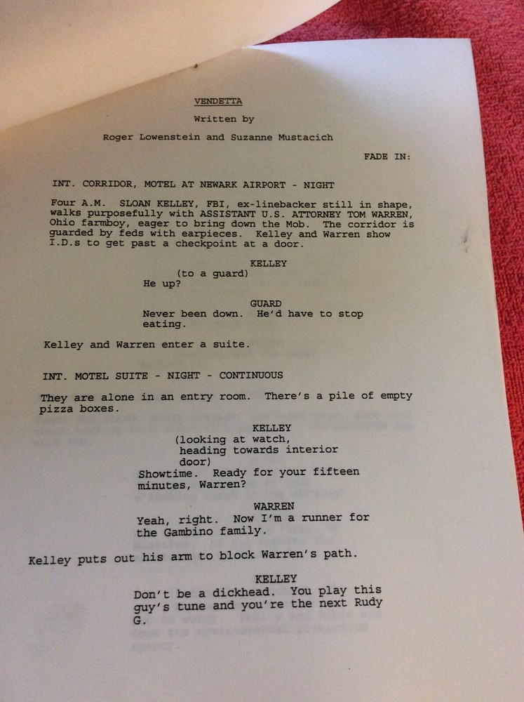 ORIGINAL SCRIPT VENDETTA 1996 DRAFT SUZANNE MUSTACICH ROGER LOWENSTEIN
