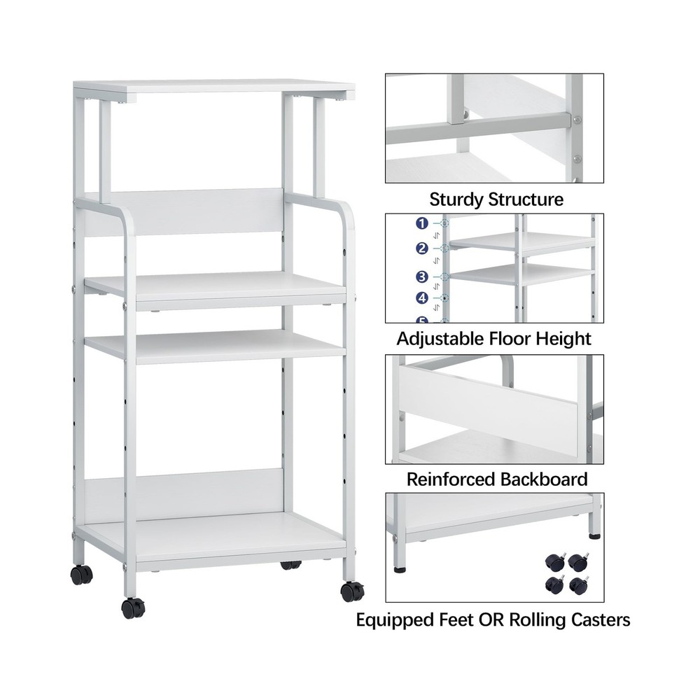 4-Tier Printer Stand with Storage Shelf, Mobile Printer Table for Home Office...
