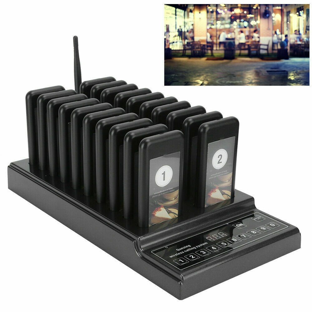 Restaurant Coaster Guest Call Wireless Paging Queuing Calling System 20 Pagers