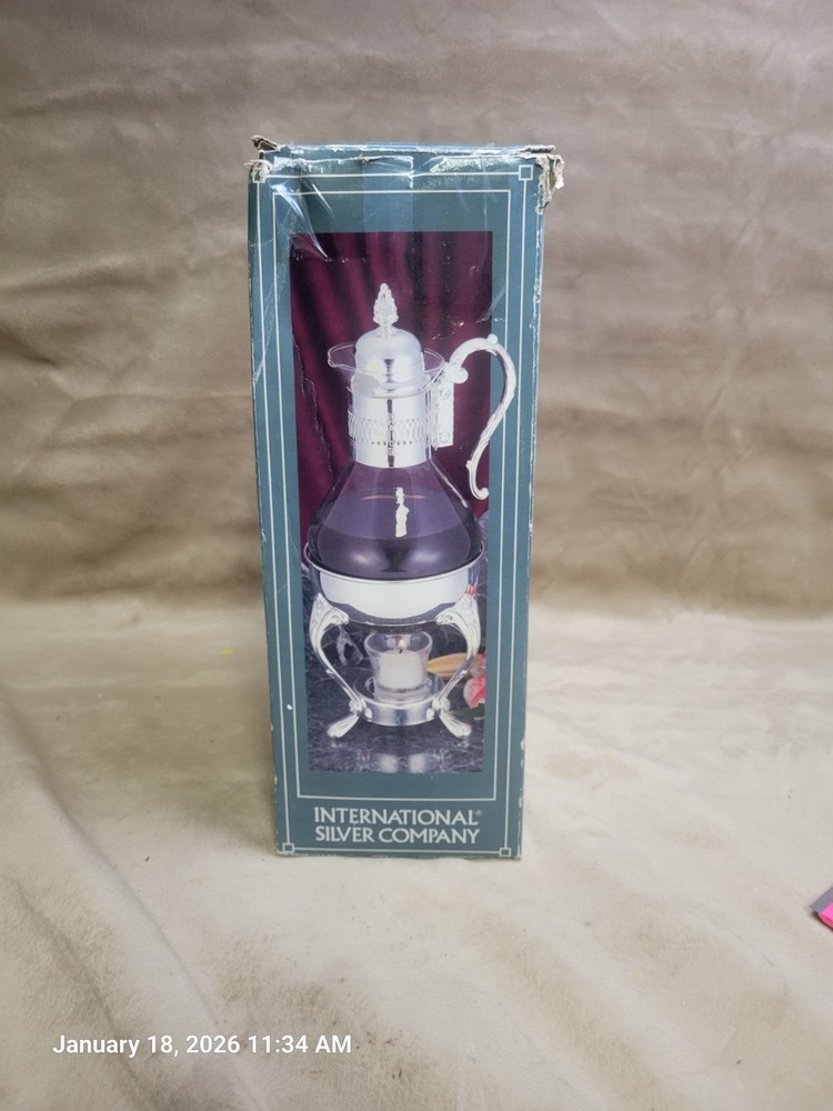 International Silver Co 8 Cup 36 oz. Silverplated Coffee Carafe Candle Cup New