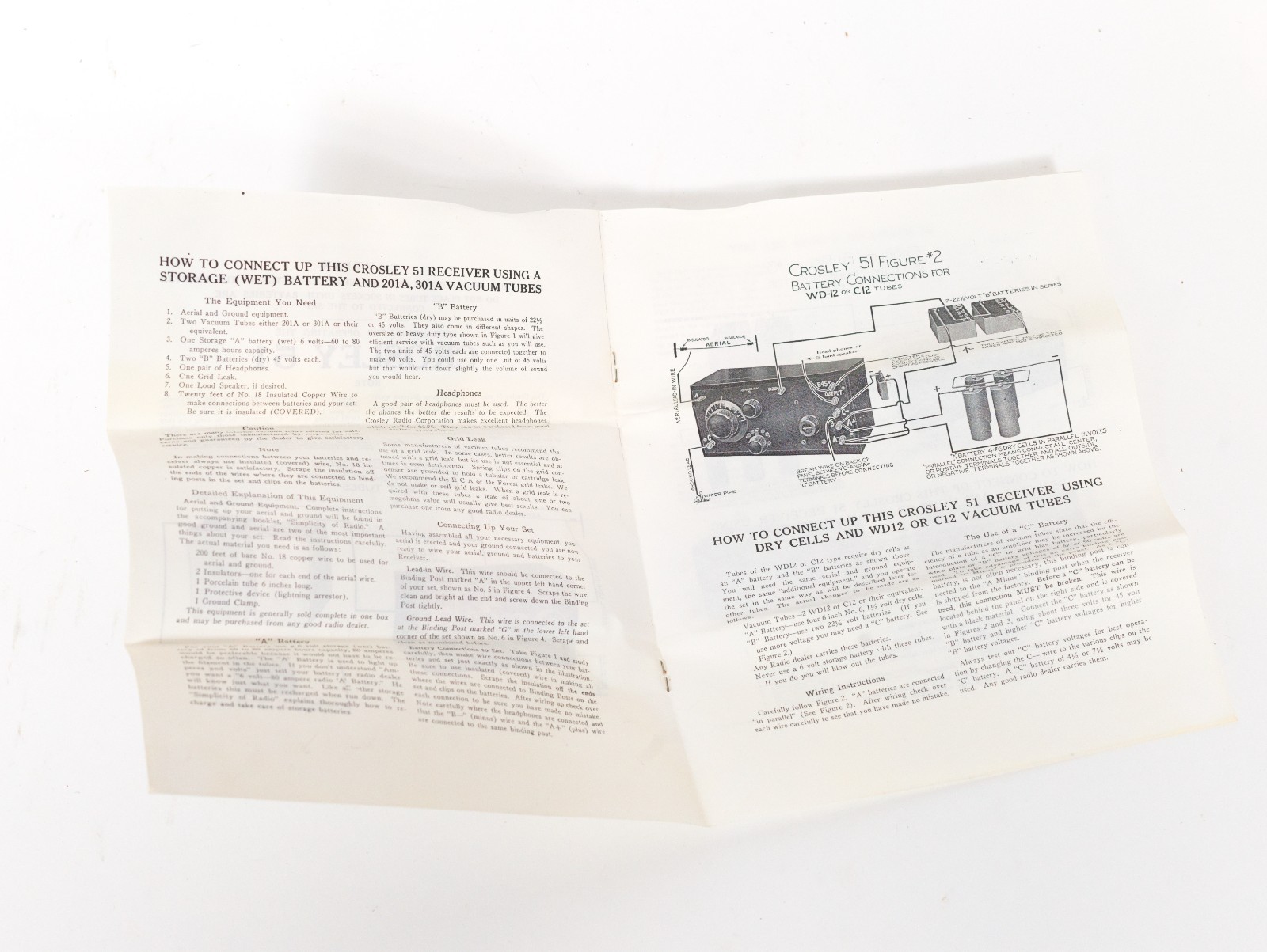 1924 Crosley 51 Regenerative Battery Radio w/Good Globe 01A Tubes * Nice * Works