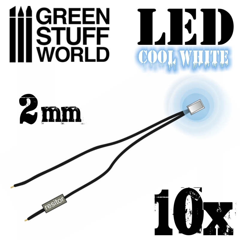 Cold WHITE micro LED Lights - 2mm - Scenery Miniature lighting train infinity