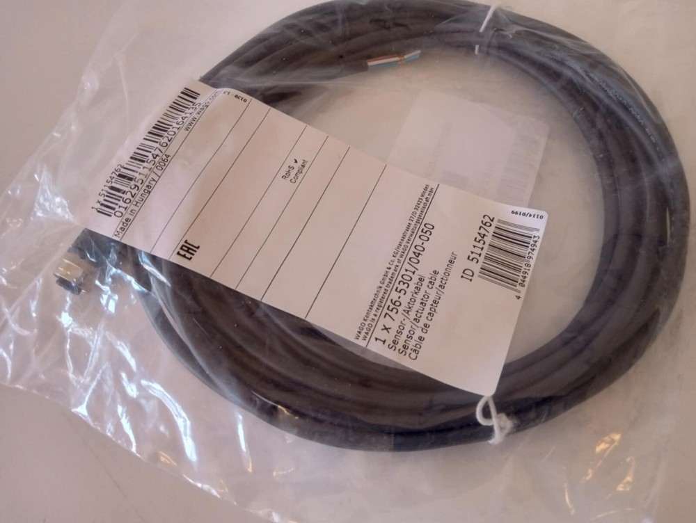 WAGO 756-5301/0040-0050,Sensor/Actuator cable; M12A socket; straight; 4-pole;