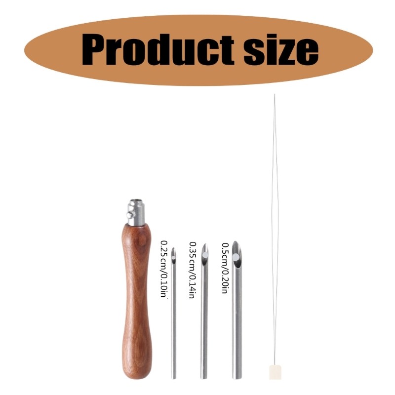 Handle Embroidery Pen with 3 Punching Needle Head and Needle Threader