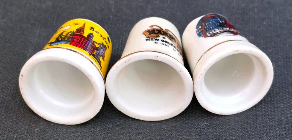 Charming 3pc Souvenir Ceramic Thimbles