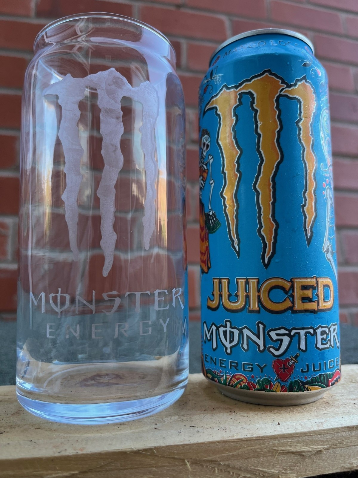 ENGRAVED MONSTER ENERGY Can shaped Glass 500ml NEW