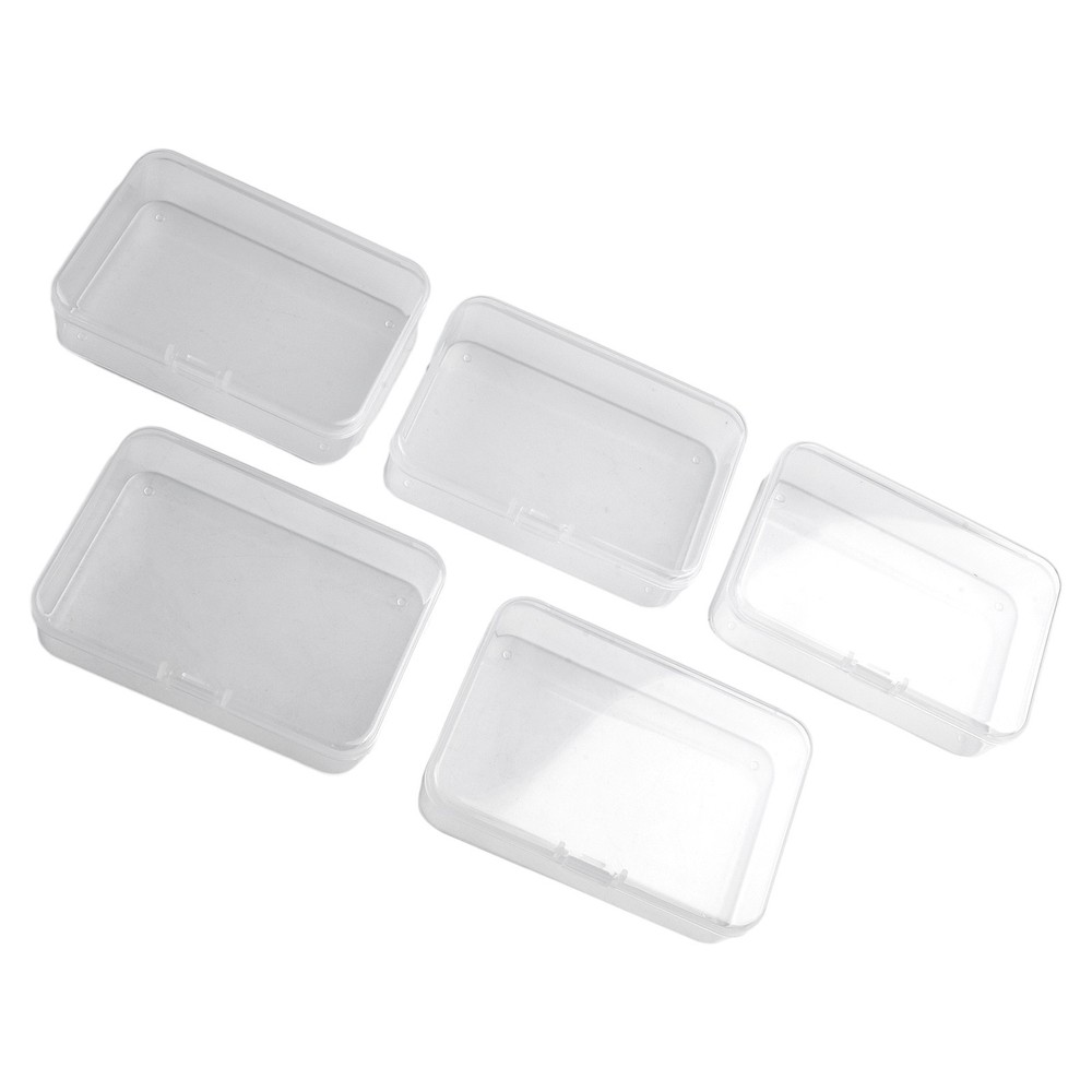 Plastic Box Rectangle Keeper Transparent Crafts Organizer 5pcs Storage