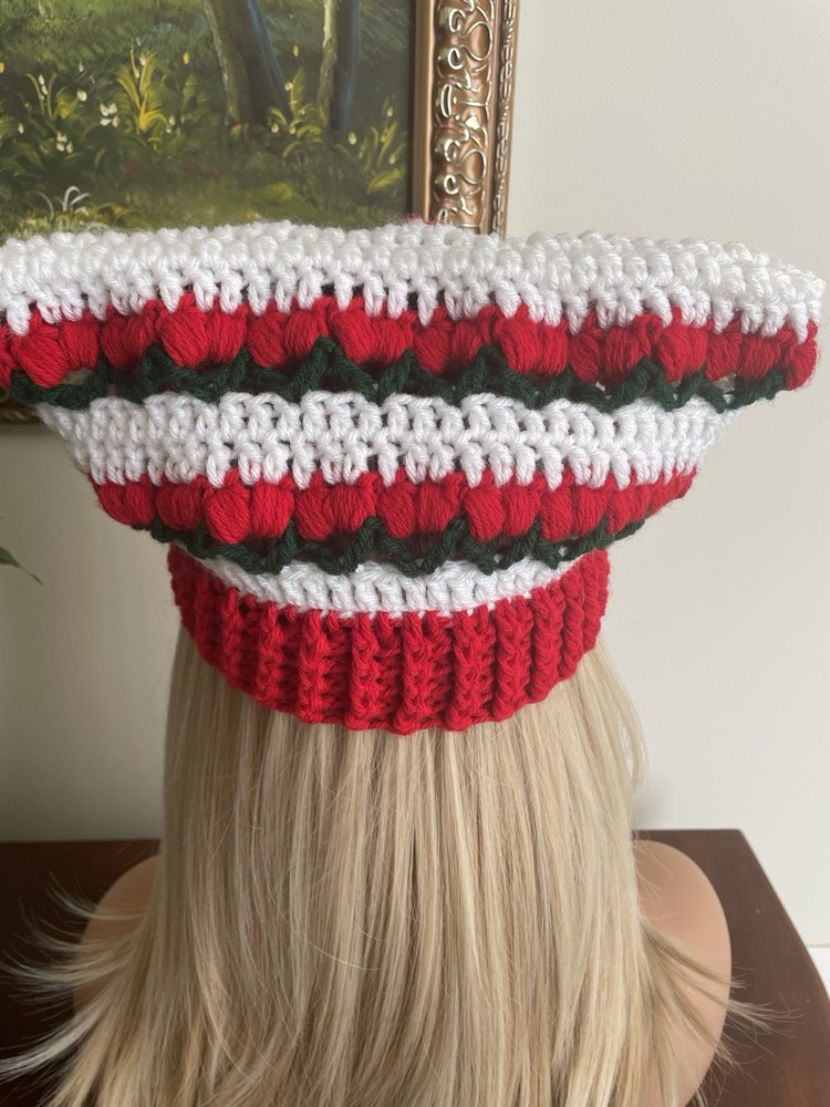 Cherry Cat Ear Beanie Hat - Handcrafted