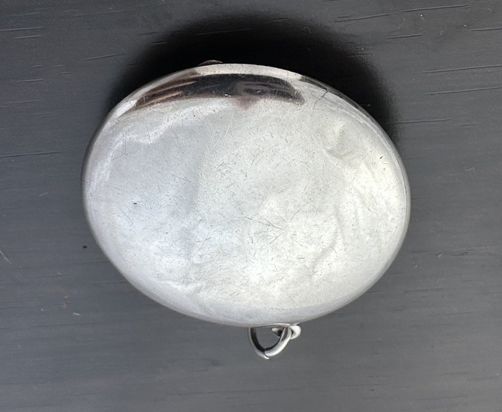 Antique Solid Silver Enamel Rouge Box Pendant c.1920