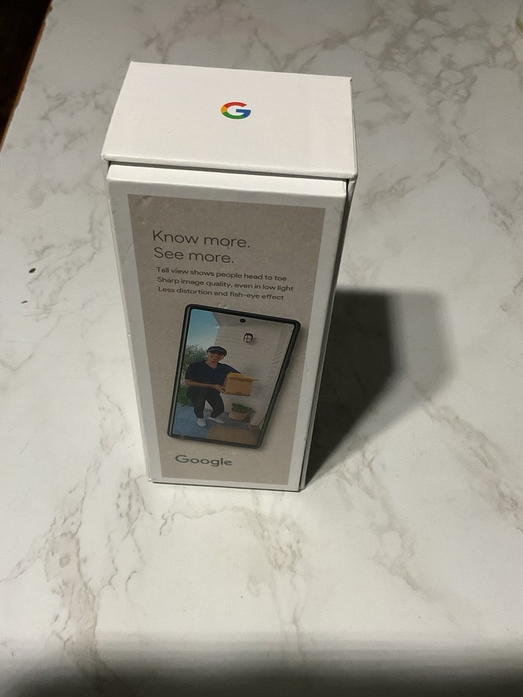 Google Nest Doorbell 2nd Gen Wired White Sharp Image Tall View Less Distortion