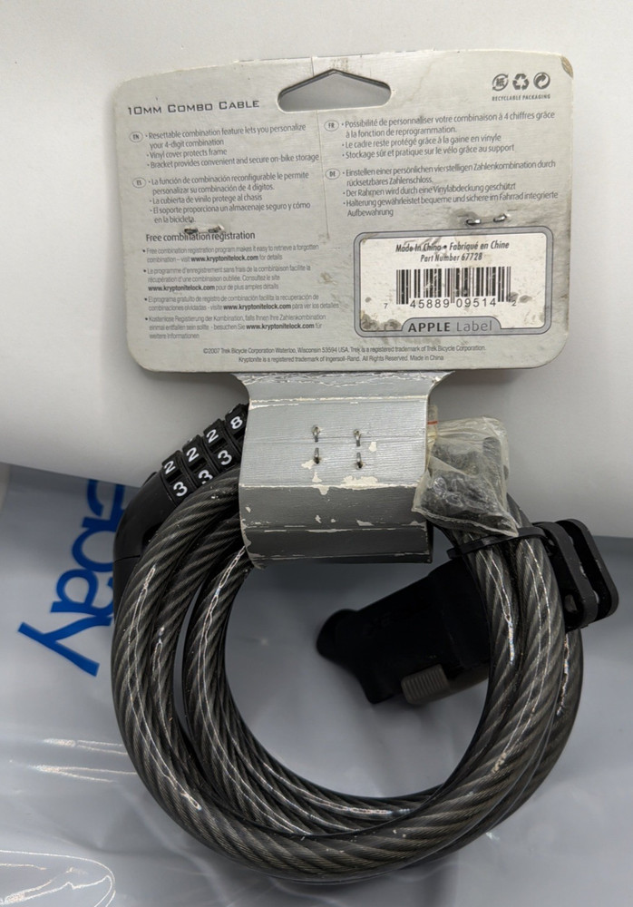 Trek Kryptonite Dreadlocks 6' x 10mm Large Combination Cable Lock Trek Lock