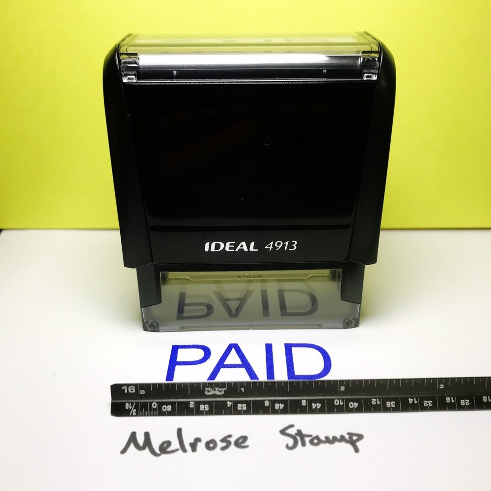 Paid Rubber Stamp Blue Ink Self Inking Ideal 4913