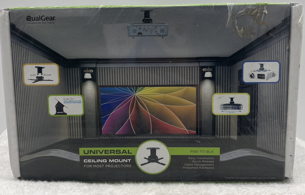 QualGear PRB-717-WHT Universal Ceiling Mount Projector Accessory *NEW*