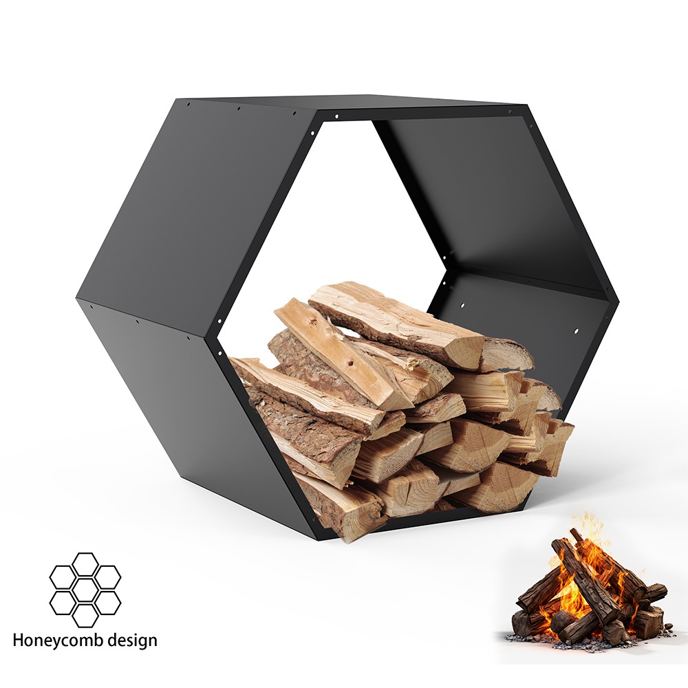 3PCS Firewood Rack Outdoor Indoor Fire Wood Rack -20 in. Hexagon Fire Log Holder