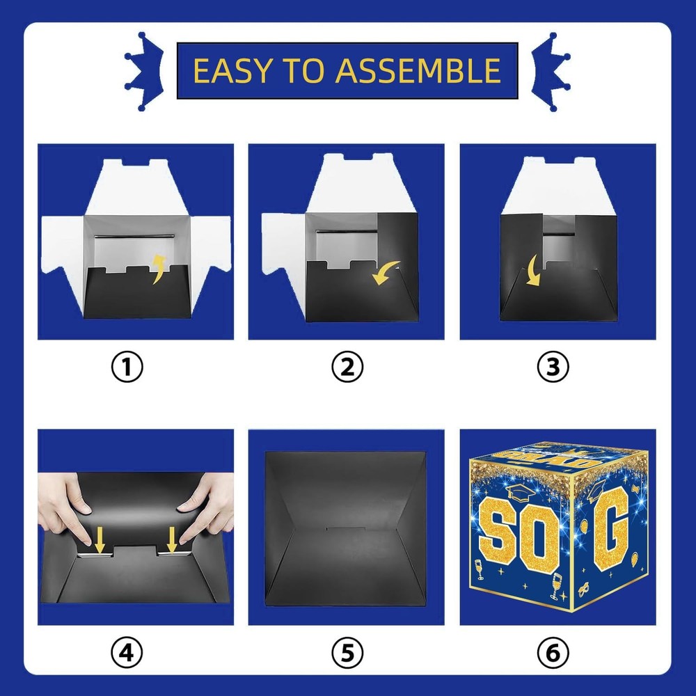 Blue and Gold Graduation Decorations 2026, 4Pcs