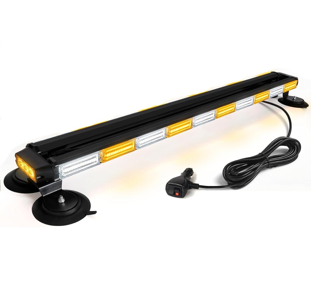 206 LED Emergency Strobe Light Bar Double Side Warning Rooftop Light Amber/White