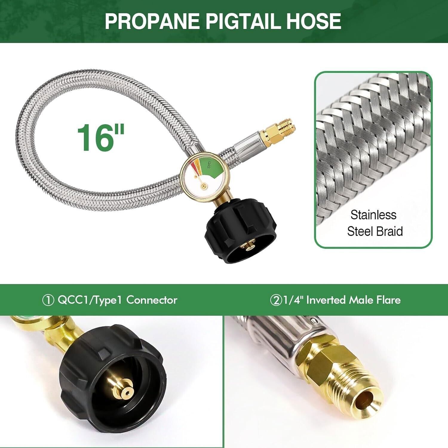RV Propane Regulator 2 Tank Hoses,2-Stage Auto Changeover LP Propane Gas Regulat