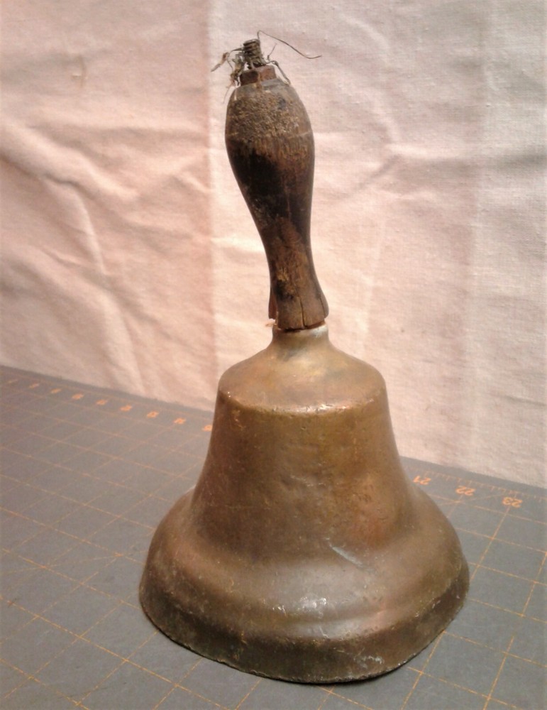 Antique Primitive Brass Hand Held School Bell