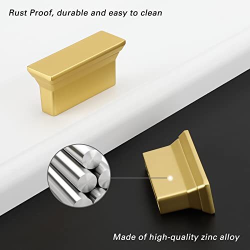 Rergy 10 Pack Gold Cabinet Knobs Brushed Brass Cabinet Knobs Kitchen Dresser ...
