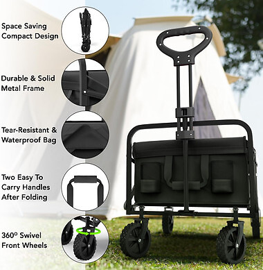 Heavy Duty Wagon Cart Swivel Collapsible Outdoor Utility Garden Beach Cart