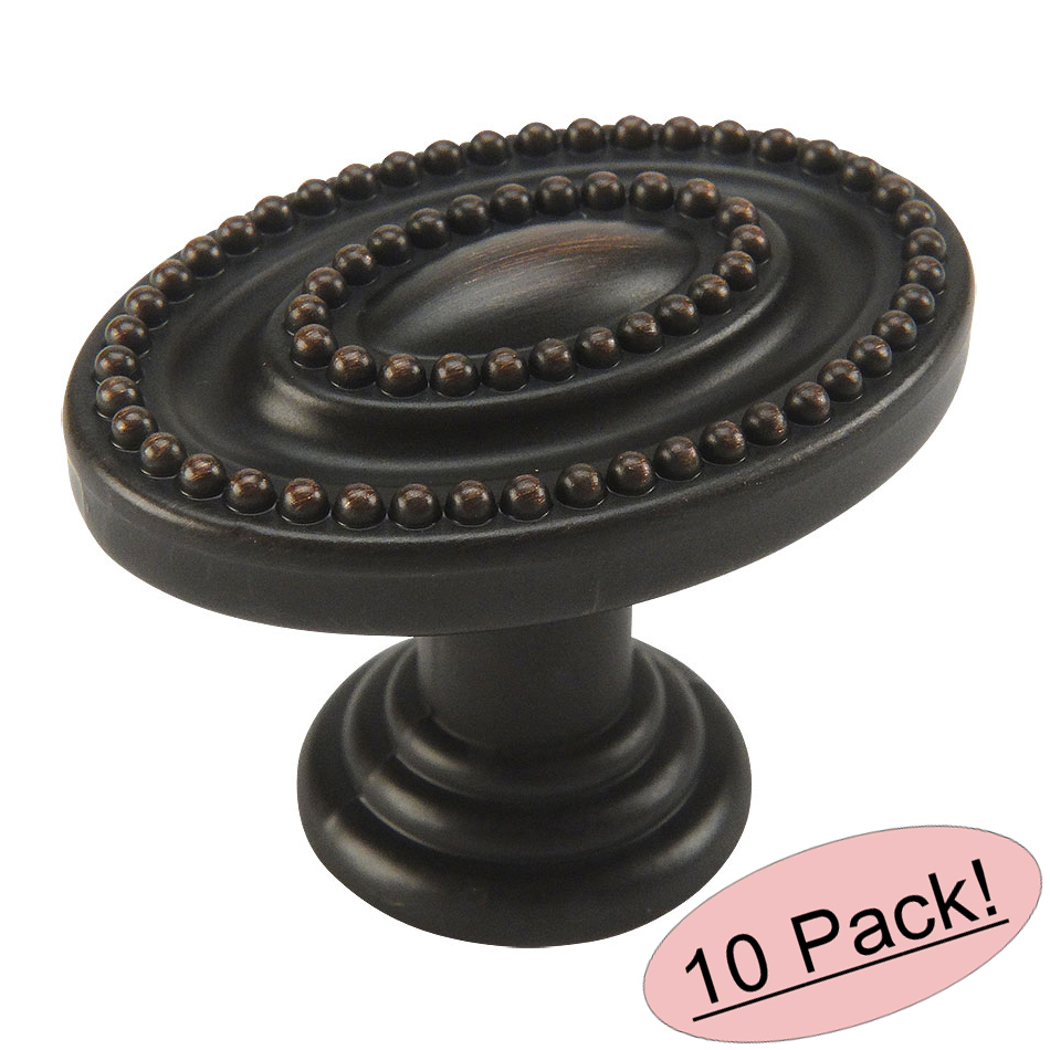 *10 Pack* Cosmas Cabinet Hardware Oil Rubbed Bronze Oval Knobs #4886ORB