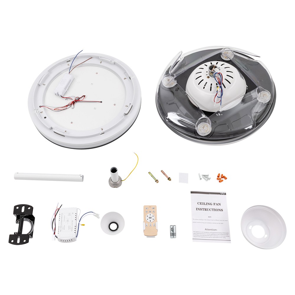 42 Inch Flush Mount Led Ceiling Fan With Lights Remote Control, Dimmable